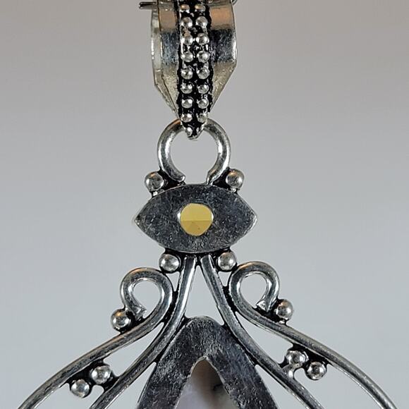 Handmade Pendant with Dendritic Opal & Smoky Quartz – Sterling Silver Setting - Picture 6 of 10